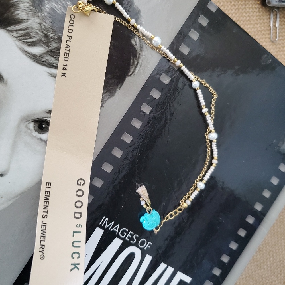 14k gold plated good luck chain bracelet